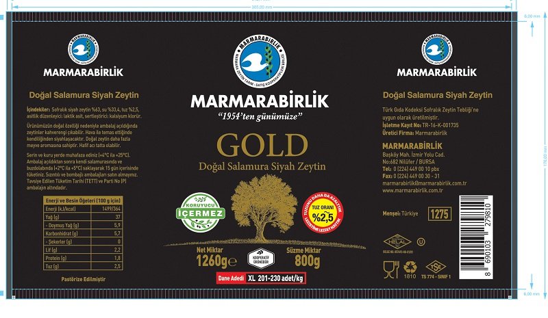 marmarabirlik gold 800 gr (201 230) siyah zeytin marmarabirlik gold 800 gr (201 230) siyah zeytin